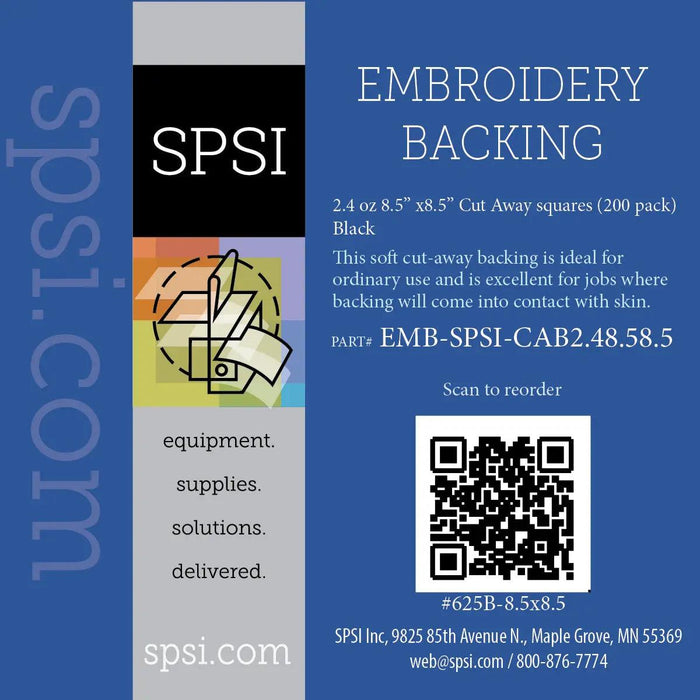 Embroidery Cut-Away 2.4oz Black 8.5"x8.5" 200ct  (#625B)